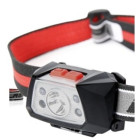 Laetav pealamp pika valgusvihuga, LED-valgusti ja sensor, 3 W + 2 punast LED-i, Li-ion 900 mAh, USB