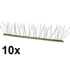 Linnutõrje ogad roostevabast terasest alusega, ogade paigutus 6-4-6-4, 10 × 50 cm, laius 8,5 cm, kõrgus 11,8 cm