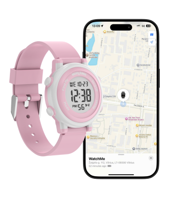 Laste nutikell Apple Find My funktsiooniga, WatchMe, roosa