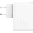 Baseus seinalaadija GaN5 Pro PD 100W 1x USB-C 1x USB valge+ USB-C - USB-C