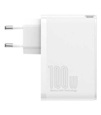 Baseus seinalaadija GaN2 Pro PD 100W 2x USB-C 2x USB valge