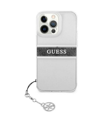 Guess ümbris iPhone 13 Pro Max 6.7 GUHCP13XKB4GGR Läbipaistev kõva ümbris 4G Hall rihm Charm