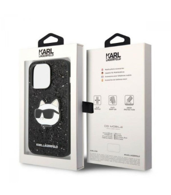 Karl Lagerfeldi ümbris iPhone 14 Pro 6,1 KLHCP14LG2CPK Must kõva ümbris fikseeritud Glitter Choupette NFT