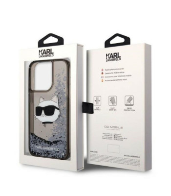 Karl Lagerfeldi ümbris iPhone 14 Pro 6,1 KLHCP14LLNCHCK Must kõva ümbris Liquid Glitter NFT Choupette Head