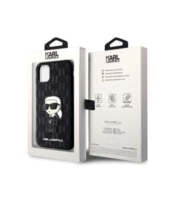 Karl Lagerfeldi ümbris iPhone 11 / Xr KLHCN61SAKHPKK must Saffiano Monogramm Ikonik jaoks