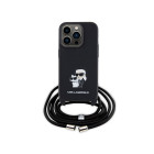 Karl Lagerfeldi ümbris iPhone 15 Pro 6,1-tollisele telefonile KLHCP15LSAKCPSK must HC Saffiano KC Metal Pin Crossbody.