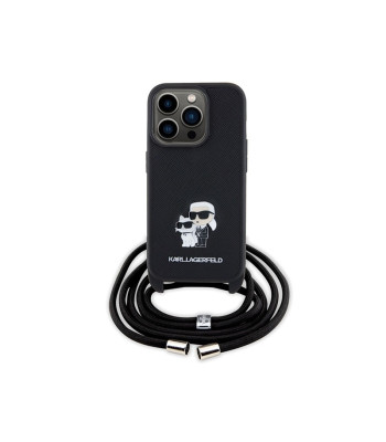 Karl Lagerfeldi ümbris iPhone 15 Pro 6,1-tollisele telefonile KLHCP15LSAKCPSK must HC Saffiano KC Metal Pin Crossbody.