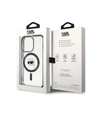 Karl Lagerfeldi ümbris iPhone 15 Pro 6,1-tollisele telefonile KLHMP15LHKHNOTK, selge HC Magsafe IML KH.