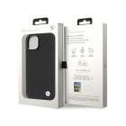 BMW telefonikott iPhone 14 6,1-tollisele telefonile BMHCP14S22RQDK must kõva telefonikott Leather Quilted.
