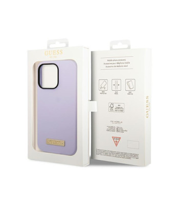 Guessi telefonikate iPhone 14 Pro 6,1 tolli jaoks GUHMP14LSBPLU lillakas kõva telefonikate vedel silikooniga ja MagSafe logoga