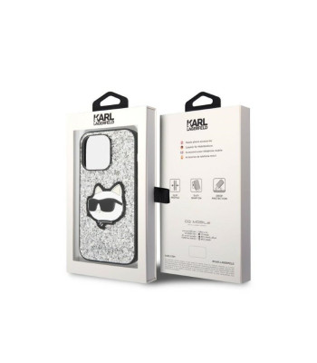 Karl Lagerfeld dėklas iPhone 14 Pro Max 6.7 KLHCP14XG2CPS hõbedane harddėklas Glitter Choupette Patch