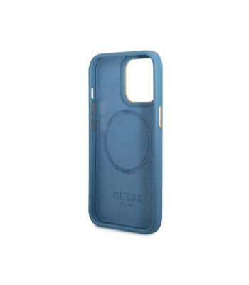 Guess telefonikott iPhone 14 Pro Max 6,7 GUHMP14XU4GPRB sinine kõva telefonikott 4G Logo Plate MagSafe