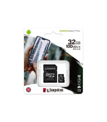 Kingstoni mälukaart 32GB microSDHC Canvas Select Plus kl. 10 UHS-I 100 MB/s + adapter