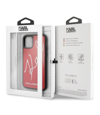 Karl Lagerfeldi ümbris iPhone 11 Pro jaoks KLHCN58DLKSRE Red Hard Case Signature Glitter