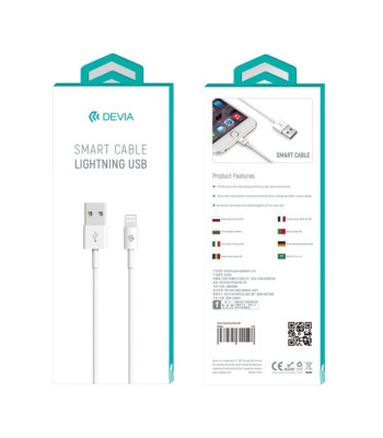 Devia kaabel Smart USB - Lightning 1,0 m 2,1A valge