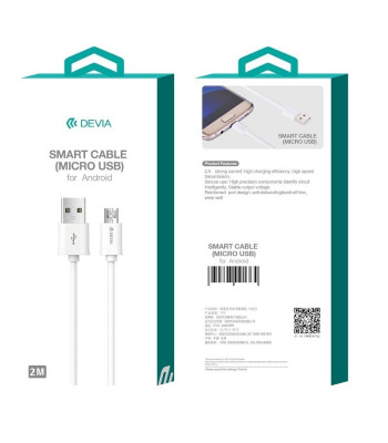 Devia kaabel Smart USB - microUSB 2,0 m 2,1A valge