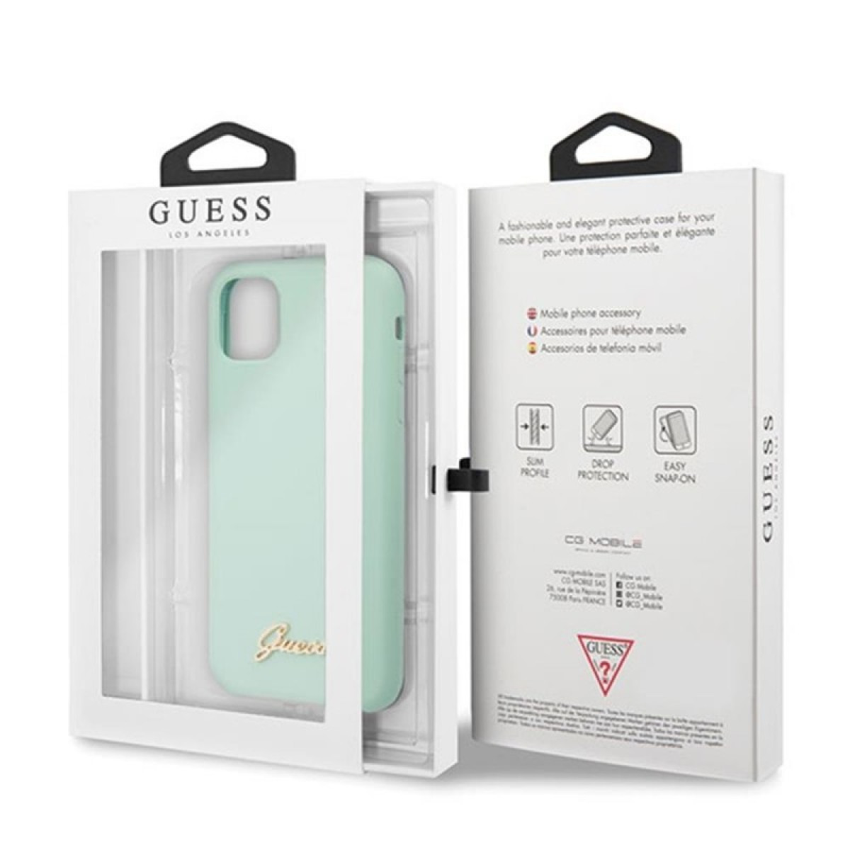 Guess ümbris iPhone 11 Pro Max GUHCN65LSLMGG roheline kõvaümbris Vintage Gold Logo
