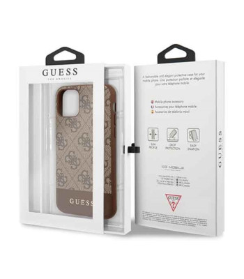 Guess Case iPhone 11 GUHCN61G4GLBR pruun kõva ümbris 4G PU metallist logo