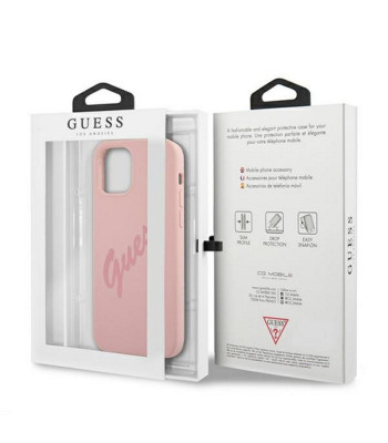 Guess Case iPhone 12 Pro Max 6.7 GUHCP12LLSVSPI Pink Hard Case Script Vintage jaoks