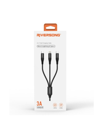 Riversong kaabel 3in1 Infinity 05 USB - Lightning + USB-C + microUSB 1,0 m must C58