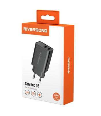 Riversong seinalaadija SafeKub D2 2x USB 12W must AD29