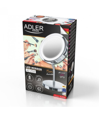 Adler AD 2159 LED-meigipeegel koos kerge alusega edevusjalal suurendava meigipeegliga
