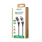 Forever CORE 4in1 kaabel USB + USB-C - USB-C + microUSB 1,2 m 3A must