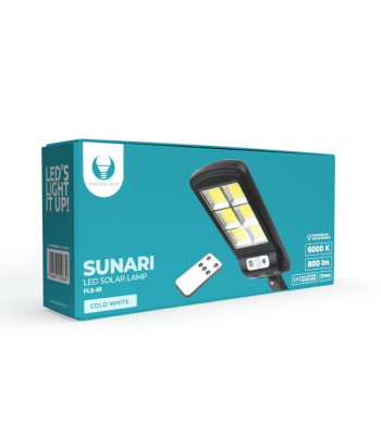 SUNARI päikeselamp LED FLS-01 6*COB PIR 10W 800lm 6000K 2400mAh Li-Ion + RC Forever Light