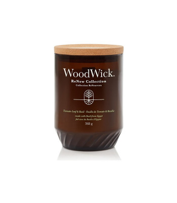 WoodWick lõhnaküünal "ReNew" suur klaas "Tomatileht - Basiilik" 368 g