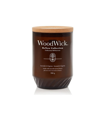 WoodWick lõhnaküünal "ReNew" klaasist suur Lavendel - küpress 368 g