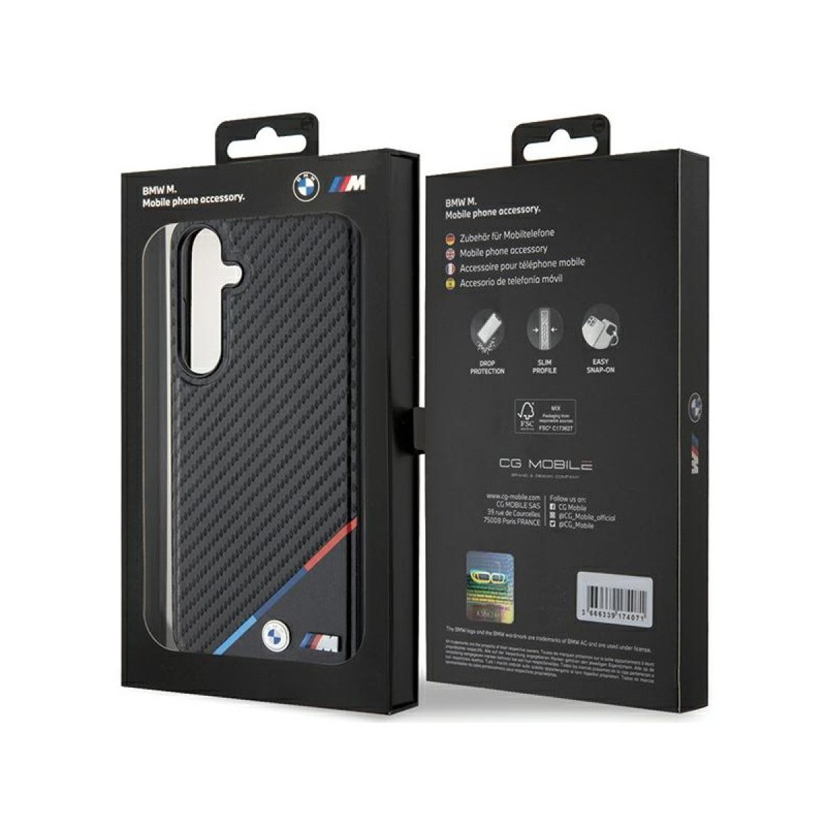 BMW ümbris Samsung Galaxy S24 mustale autole Tricolor Line MagSafe