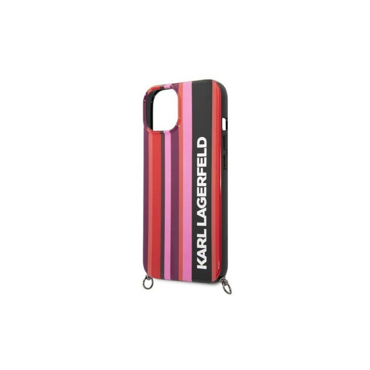 Karl Lagefeld ümbris iPhone 14 6.1 KLHCP14SSSTTP roosa kõva ümbris Color Stripes Strap jaoks