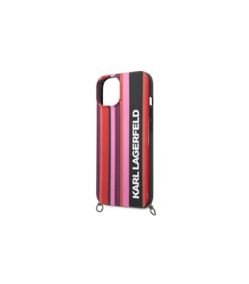 Karl Lagefeld ümbris iPhone 14 6.1 KLHCP14SSSTTP roosa kõva ümbris Color Stripes Strap jaoks