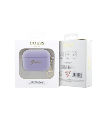 Guess ümbris AirPods Pro 2 GUAP2LSCHSU lilla silikoonist südamevõlu jaoks