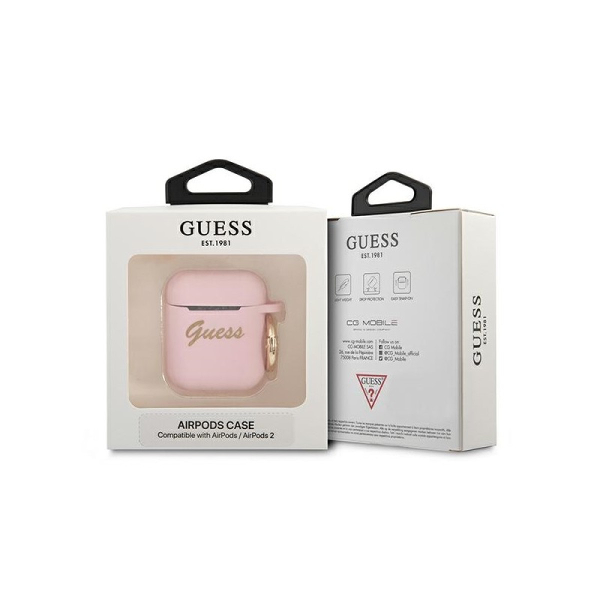 Guessi ümbris AirPodidele GUA2SSSI Pink Silicone Vintage Script