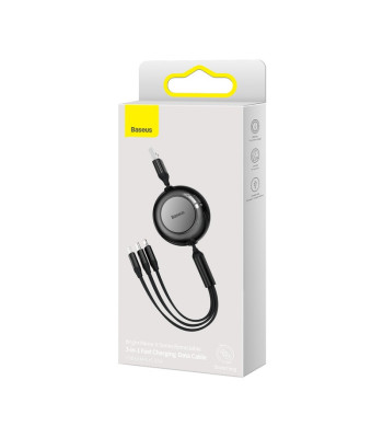 Baseus kaabel "Bright Mirror 2 3w1" USB - micro USB + "Lightning" + USB-C 1,1 m 3,5 A must sissetõmmatav