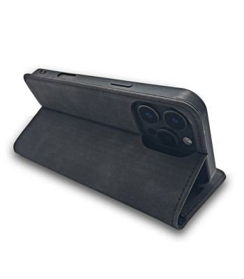Apsauginis zomšinis dėklas knygutė Smart Suede, skirtas Xiaomi Redmi Note 13 5G (global), juodos spalvos