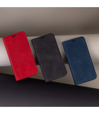 Apsauginis zomšinis dėklas knygutė Smart Suede, skirtas iPhone 16 Plus 6,7 raudonos spalvos