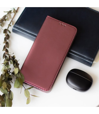 Apsauginis dėklas knygelė Smart Magnetic, skirtas Motorola Moto E14, bordo spalva