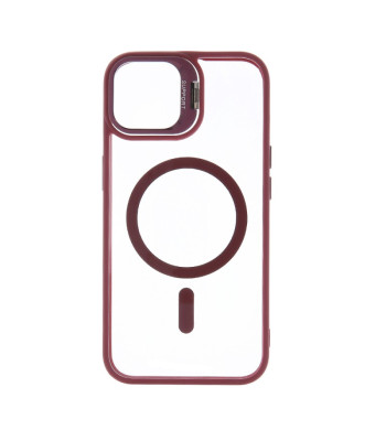 Magnetinis dėklas su papildoma kameros apsauga, skirtas iPhone 16 Plus 6,7 bordo spalvos