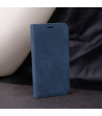 Apsauginis zomšinis dėklas knygutė Smart Suede, skirtas  iPhone 16 Pro Max 6,9, tamsiai mėlynas