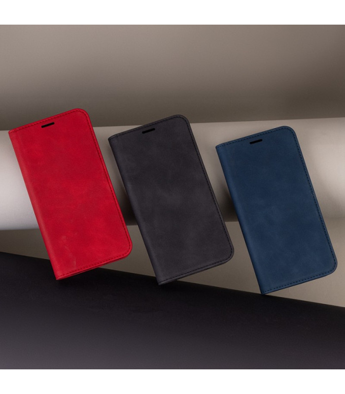 Apsauginis zomšinis dėklas knygutė Smart Suede, skirtas Xiaomi Redmi A3 4G (Global), juodos spalvos