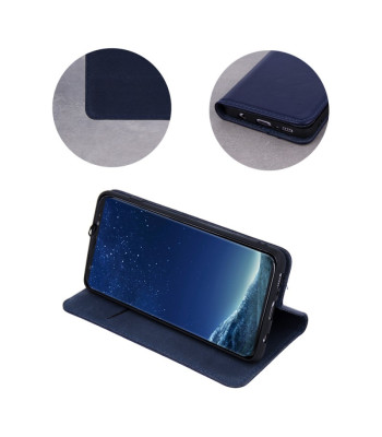 Natūralios odos Smart Pro dėklas, skirtas iPhone 16 Pro Max 6,9, tamsiai mėlynas