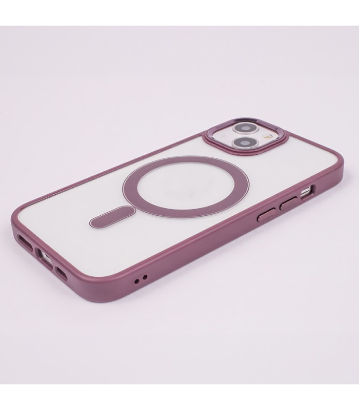 Skaidrus magnetinis satino dėklas iPhone 16 Pro Max 6,9 violetinės spalvos