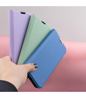 Apsauginis minkštas dėklas knygutė iPhone 16 Plus 6,7 denimo spalvos