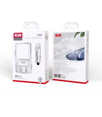XO sieninis įkroviklis CE02D QC 3.0 18W 1x USB balta + 