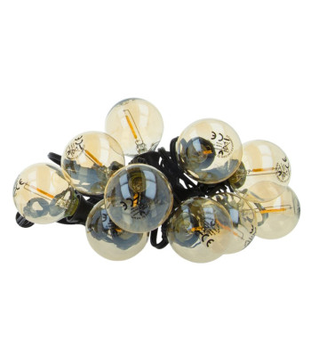 Saulės girlianda 5,5 m + 10 LED lempučių aukso spalvos E12 G40 IP44