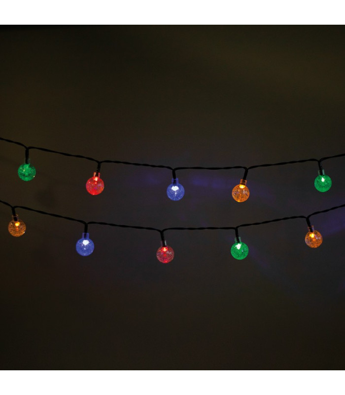 String Light saulės šviesos LED CRYSTAL BALLS SCB61 6,5m 30 kamuoliukų daugiaspalvė Forever Light