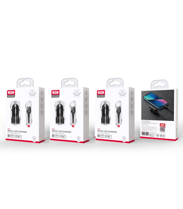 XO automobilinis įkroviklis CC48 2x USB 2,4A juodas +