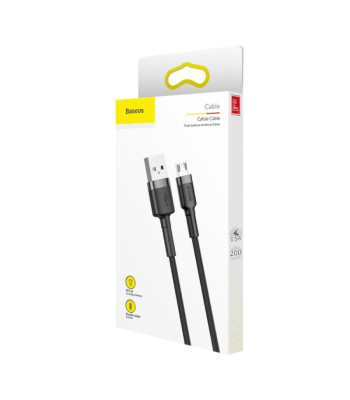Baseus kabelis Cafule USB - microUSB 2,0 m 1,5A pilkai juodas
